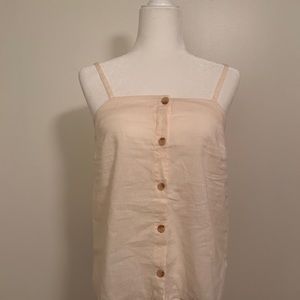 Cream linen tank top with front buttons